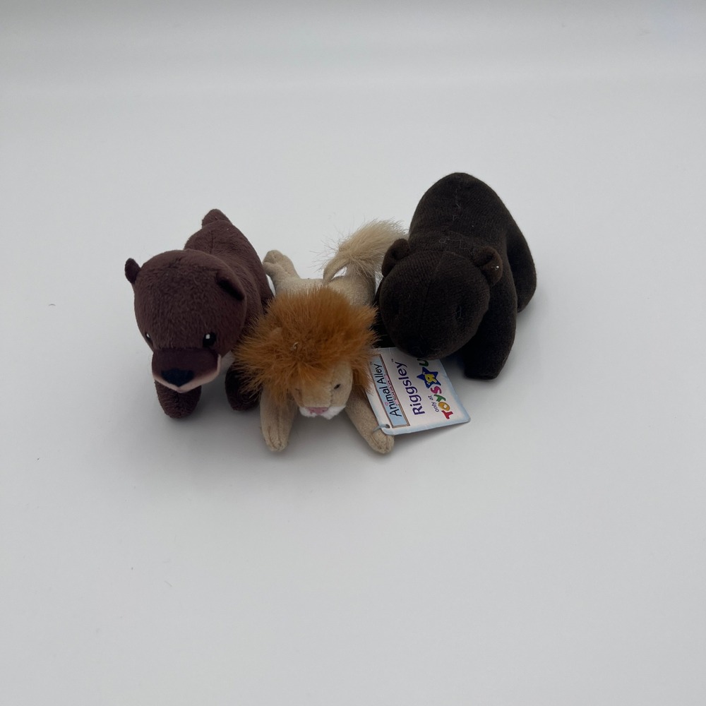 Animal Alley Riggsley Lion and Bears Plush Lot Toys R Us Beanbag Set of 3